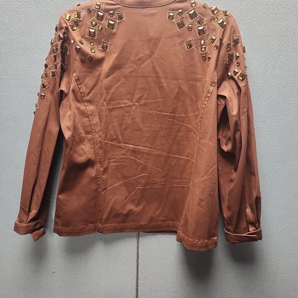 Bob Mackie Copper Embellished Bomber Jacket - Picture 3 of 3